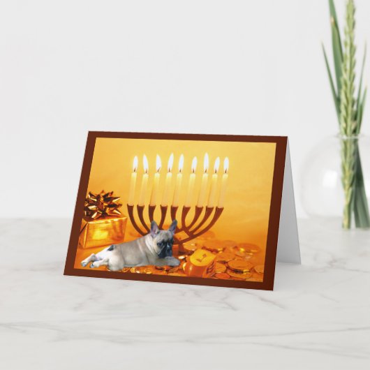 Chien de taule français Chanukah Carte Menorah (Devant)