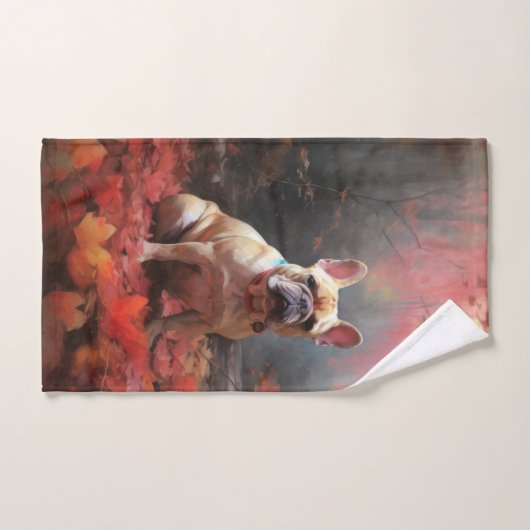 Chien de taureau français en automne Leaves automn (Serviette à main)