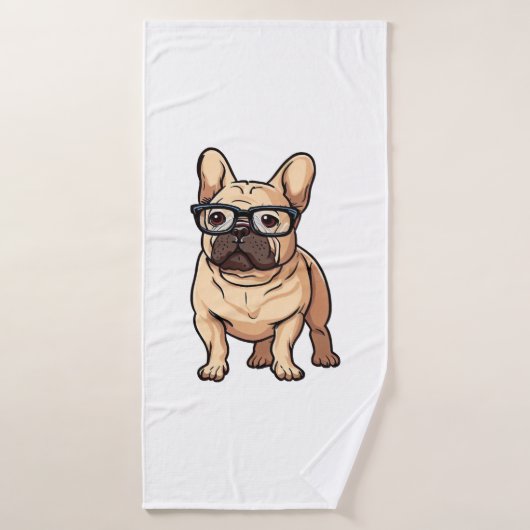 Chien de taureau français portant des lunettes (Serviette de bain)