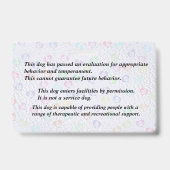 Chien de thérapie homologué - Badge bleu clair (Arrière)