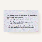 Chien de thérapie homologué - Badge rose clair (Dos)