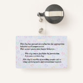 Chien de thérapie homologué - Badge rose clair (Back with Retractable)