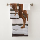 Chien de Vizsla à Noël de neige (En situation)