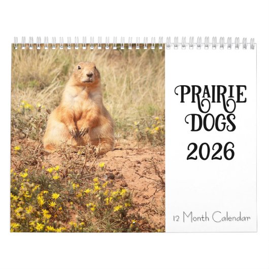 Chien des Prairies 2026 Calendrier des 12 mois (Protection)