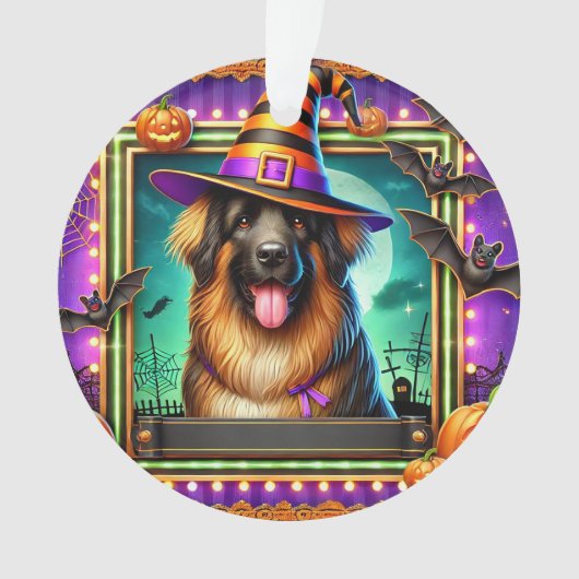 Chien d'Halloween avec chapeau de sorcière (devant)
