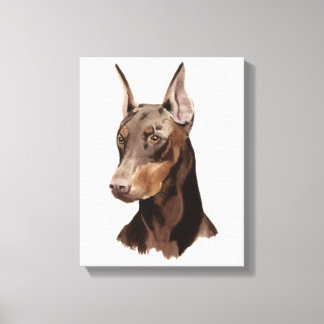 Chien Doberman ! Beau portrait sur toile !