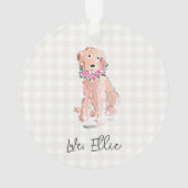 Chien doré à l'aquarelle NOM Fleurs Gingham Sucré (dos)