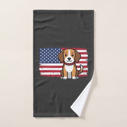 Chien Drapeau Américain Vectoriel Patriotique (Serviette à main)