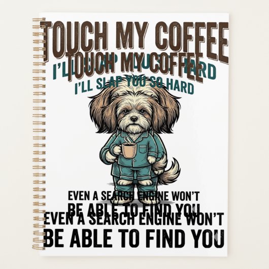Chien Drôle Café Avertissement Dessin de Gravure V (Devant)