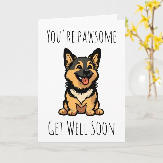 chien drôle obtenir bien bientôt cartes (Fleur jaune)