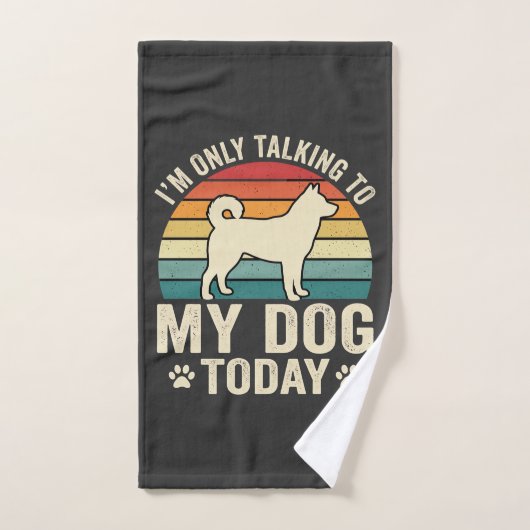 Chien Drôle Parlant Coucher de Soleil Rétro (Serviette à main)