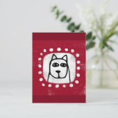 Chien Drôle Sur Carte Postale Rouge (Debout devant)