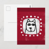 Chien Drôle Sur Carte Postale Rouge (Devant / Derrière)
