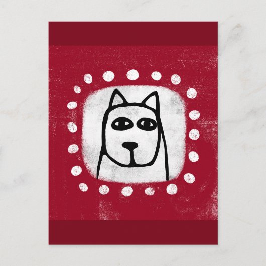 Chien Drôle Sur Carte Postale Rouge (Devant)