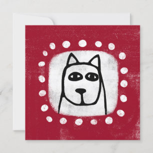 Chien drôle sur la carte de voeux rouge