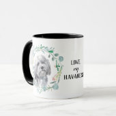 Chien du Havanais blanc Wreath Coffee Mug (Devant gauche)