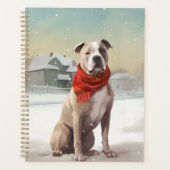 Chien du Staffordshire américain à Noël de neige (Devant)