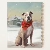 Chien du Staffordshire américain à Noël de neige (Dos)