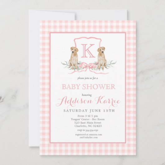 Chien du sud Monogram Crest Baby shower Invitation (Devant)