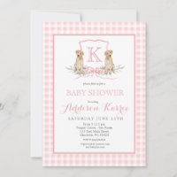 Chien du sud Monogram Crest Baby shower Invitation