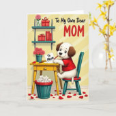 Chien Écrit à Maman Carte (Fleur jaune)