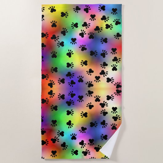 Chien empreintes de pattes rainbow Beach serviette (Devant)