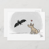 Chien en amour avec une carte postale de chauve-so (Devant / Derrière)