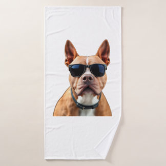 Chien en lunettes de soleil Serviette de bain