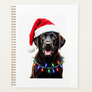 Chien en pyjama avec lumières de sapin de Noël Lab
