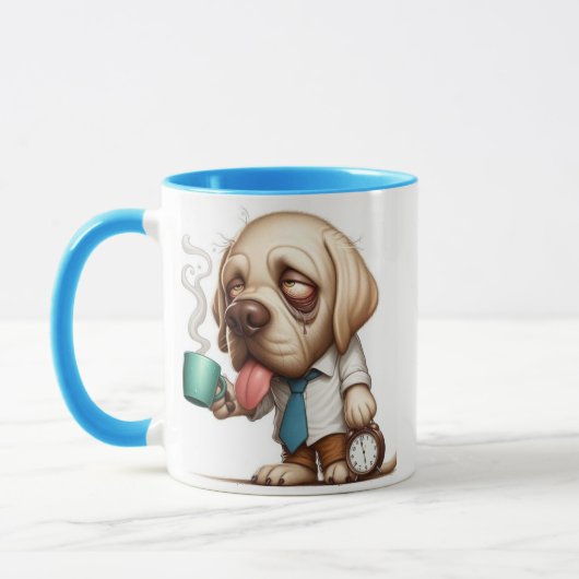 Chien endormi avec une tasse de café (Gauche)