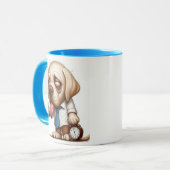 Chien endormi avec une tasse de café (Devant gauche)