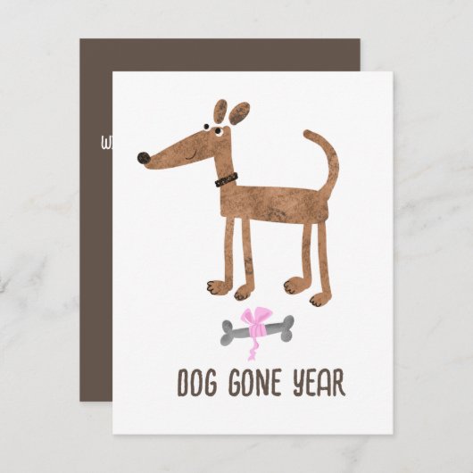 Chien est parti année drôle carte (Devant / Derrière)