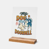 Chien Est Sonnette Aboie Blanc Bleu_1 (Angle)