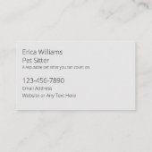 Chien Et Cartes de visite De Chat Pour Animaux De (Dos)