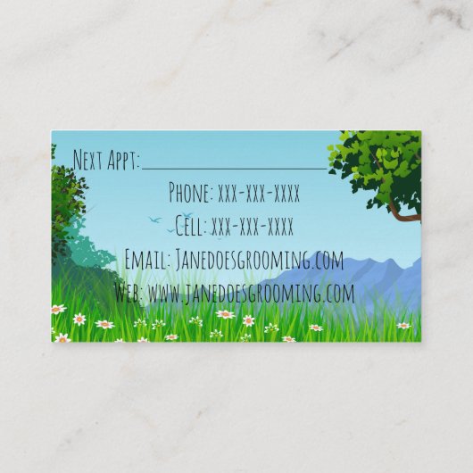 Chien et chat animal de compagnie Grooming Cartes  (Dos)