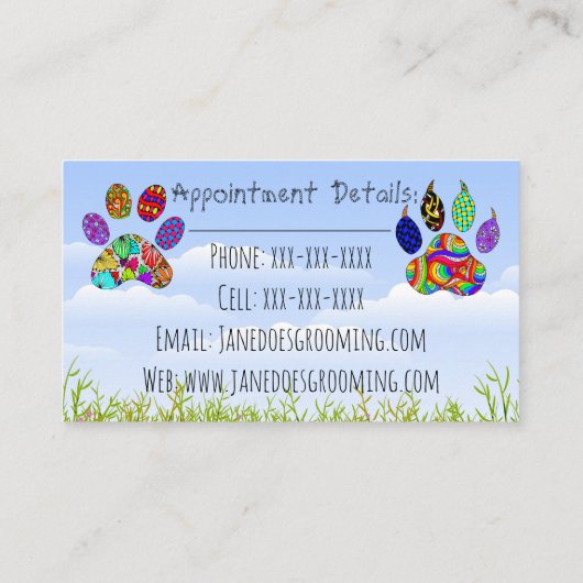 Chien et chat animal de compagnie Grooming Cartes (Dos)