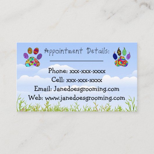 Chien et chat animal de compagnie Grooming Cartes  (Dos)