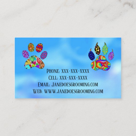 Chien et chat animal de compagnie Grooming Cartes  (Dos)