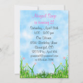 Chien et fleurs de chiot Invitation d'anniversaire (Dos)