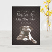 Chien et vin fin Grilles foncées Carte de voeux d' (Fleur jaune)