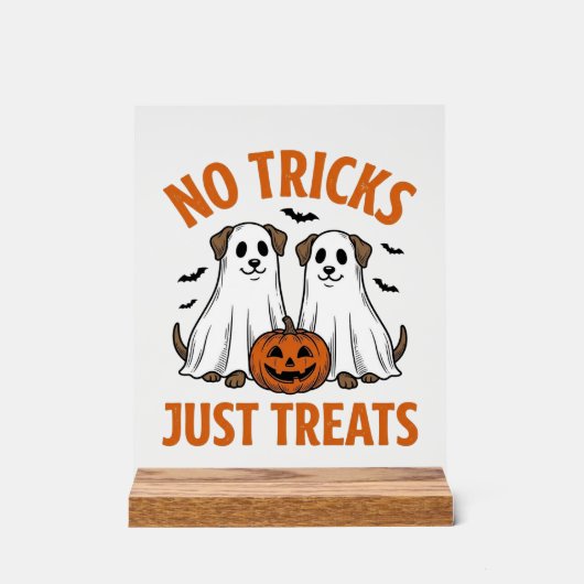 Chien fantôme drôle Halloween Pas de farces juste  (Recto)