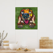 Chien fou Beagle visage peint à la main Poster (Cuisine)
