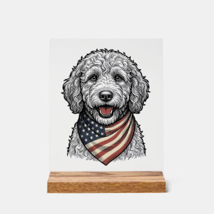 Chien gribouillé patriotique Gravure vintage vecte