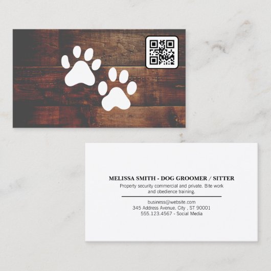Chien Groomer | CODE QR | Pâtes | Carte de visite (Devant / Derrière)