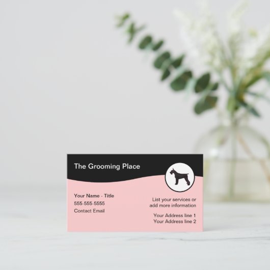 Chien Grooming Salon Design Carte de visite (Debout devant)