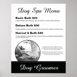 Chien Grooming Spa Menu - Poster personnalisé