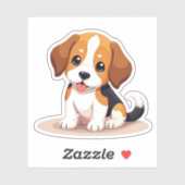 Chien Heureux Beagle – Autocollant d'art Chibi (Feuille)