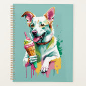 Chien heureux mangeant une glace (Devant)