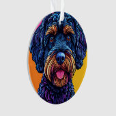 Chien heureux sur fond coloré (devant)