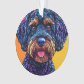 Chien heureux sur fond coloré (devant)